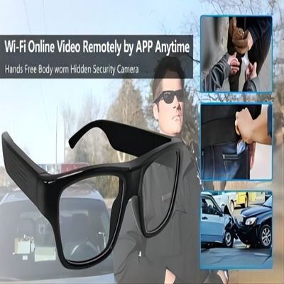 Conexão de WiFi Live Streaming Glasses Real-Time Monitoring APP das ações do espião da segurança
