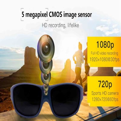 Óculos de sol video completos de HD 1080P Bluetooth com a lente UV polarizada da segurança da proteção