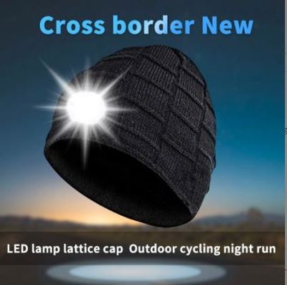Bluetooth Beanie Hat Video Camera com luz, fones de ouvido sem fio recarregáveis do tampão do farol do diodo emissor de luz de USB 4 para esquiar, correndo