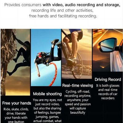 óculos de sol video de 5.0M HD Mountaineering Sport Action Vlogging com controlo a distância