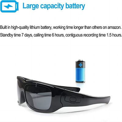 os óculos de sol de Bluetooth da câmara de vídeo 720P com música das chamadas da resposta apreciam