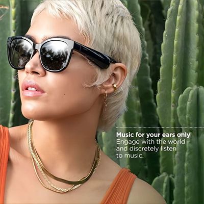 Óculos de sol audio sem fio de Bluetooth do esporte com os fones de ouvido abertos da orelha