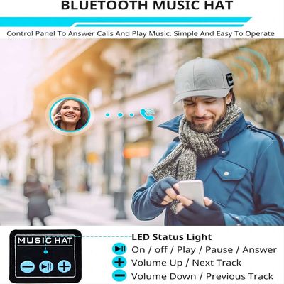 Chapéu com do chapéu ajustável do bluetooth do orador de Bluetooth o tampão esperto sem fio do telefone de orador para o esporte exterior