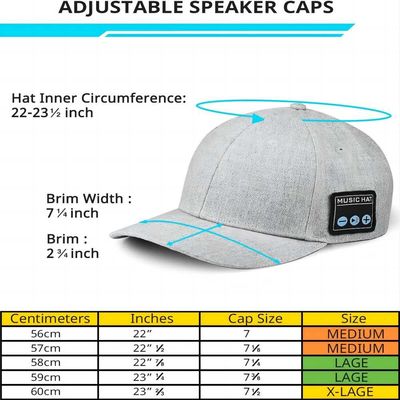 Chapéu com do chapéu ajustável do bluetooth do orador de Bluetooth o tampão esperto sem fio do telefone de orador para o esporte exterior