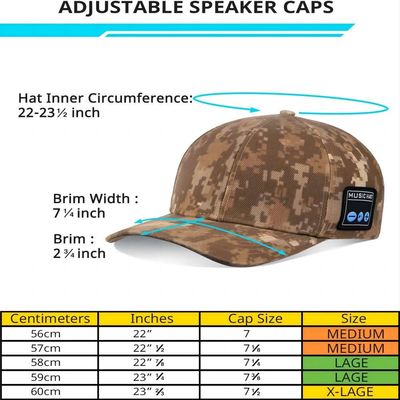 Chapéu de Bluetooth com a bateria incorporado ajustável do orador até 24 horas de recreio da música para andar, esqui, Biking Trekking