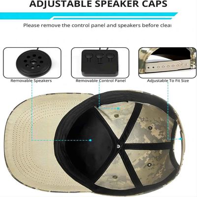 O som de alta fidelidade do boné de beisebol de Bluetooth com 24 horas de música aprecia a hora para o alpinismo, esportes da maratona, golfe
