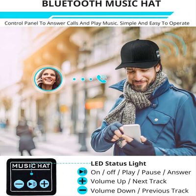Chapéu sem fio do orador do bluetooth, Washable+ ajustáveis com o som DE ALTA FIDELIDADE para o esporte do basebol, patinando no gelo o esporte exterior etc.