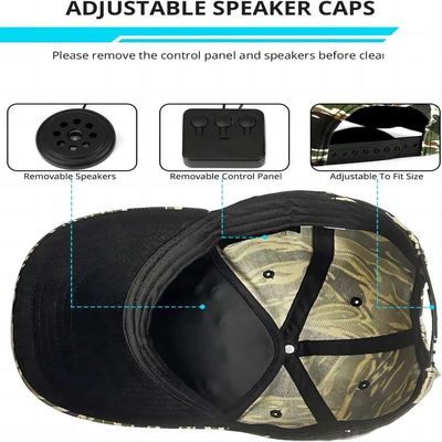 Boné de beisebol de Bluetooth com os fones de ouvido, o microfone incorporado e os alto-falante estéreo, chapéu recarregável da música de USB para mulheres dos homens