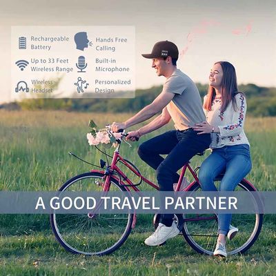 Boné de beisebol de Bluetooth com os fones de ouvido, o microfone incorporado e os alto-falante estéreo, chapéu recarregável da música de USB para mulheres dos homens