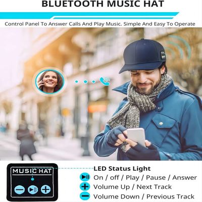 Chapéu unisex do bluetooth com orador duplo, mão-lavagem, chapéu recarregável da música que armazena stuffers para meninas e meninos