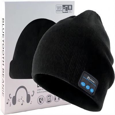 Beanie de Bluetooth, velo dobro alinhado com malha morna sem fio Beanie Bluetooth Hat de Bluetooth 5,1