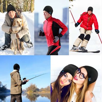 Beanie de Bluetooth, velo dobro alinhado com malha morna sem fio Beanie Bluetooth Hat de Bluetooth 5,1
