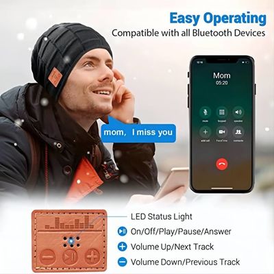 Aprecie a música mantêm Bluetooth morno Beanie Hat For Driving Climbing Skinng