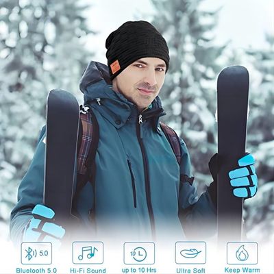 Chapéu negro sem fio do orador de Bluetooth Beanie Hat Bluetooth com música para apreciar como o estoque de presentes dos Stuffers para a família