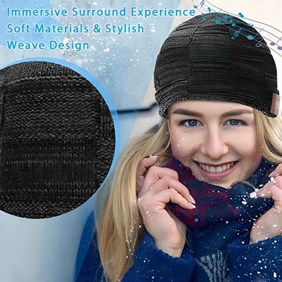 Chapéu negro sem fio do orador de Bluetooth Beanie Hat Bluetooth com música para apreciar como o estoque de presentes dos Stuffers para a família