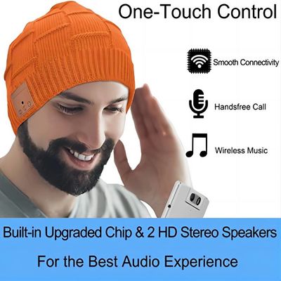 Chamadas Handsfree da música alaranjada de Bluetooth Beanie Hat Wireless Headset Listening