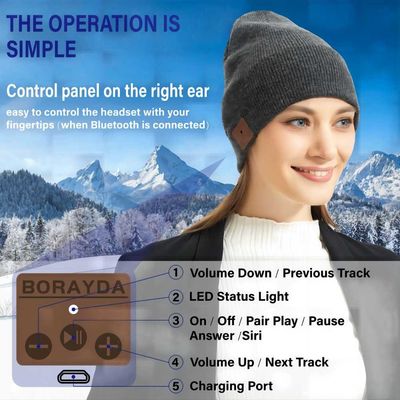 Tampão da malha do inverno de Bluetooth Beanie Hat Headphone Music Hat das mulheres dos homens