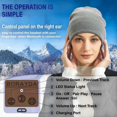 Bluetooth Beanie Hat Knit Music Hat sem fio para o ciclismo, patinagem artística, caminhando