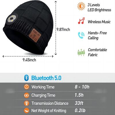 Patinagem caminhando o cão de acampamento que anda o playback da música da lanterna elétrica do chapéu do diodo emissor de luz de Bluetooth