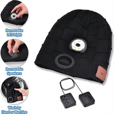 Noite de passeio da noite que movimenta o playback da música da lâmpada do diodo emissor de luz de Bluetooth Beanie Hat