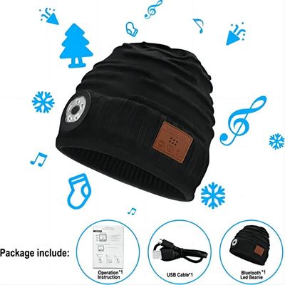 Farol do diodo emissor de luz de Bluetooth Beanie Hat With da bateria recarregável para o ciclismo Biking de caminhada de escalada
