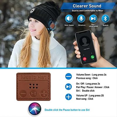 Farol do diodo emissor de luz de Bluetooth Beanie Hat With da bateria recarregável para o ciclismo Biking de caminhada de escalada