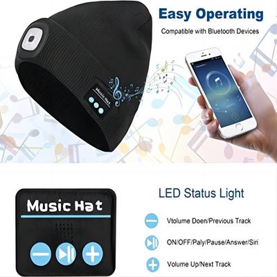 Chapéu de 4 fones de ouvido de Bluetooth do farol do diodo emissor de luz com os presentes de aniversário sem fio dos fones de ouvido