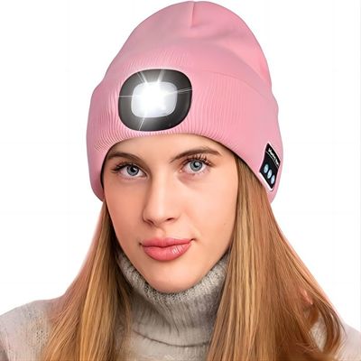 Diodo emissor de luz Beanie With Light Hands Free do playback da música que chama para a pesca de registro do por do sol