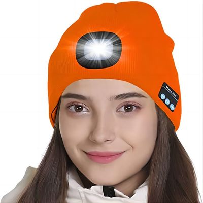 Chapéu unisex do farol com os fones de ouvido sem fio da luz de Bluetooth para o paizinho dos homens