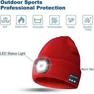 Chapéu unisex do farol com os fones de ouvido sem fio da luz de Bluetooth para o paizinho dos homens