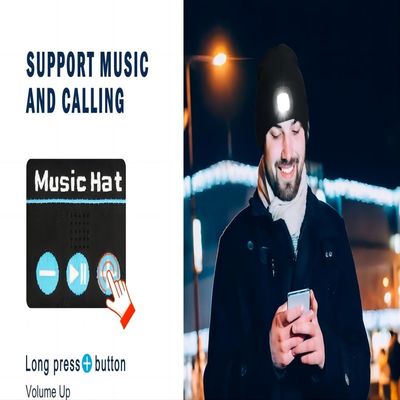 Chapéu unisex de Bluetooth da lanterna elétrica com o chapéu sem fio leve da música dos fones de ouvido