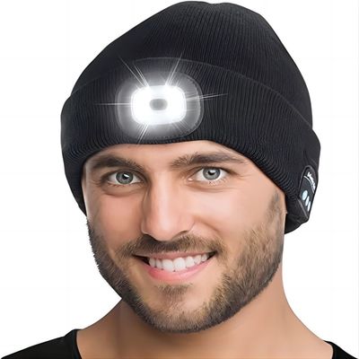 Chapéu unisex de Bluetooth da lanterna elétrica com o chapéu sem fio leve da música dos fones de ouvido