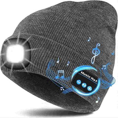 Chapéu ireless cinzento dos auriculares livre suas mãos aos Callings do telefone do playback da música