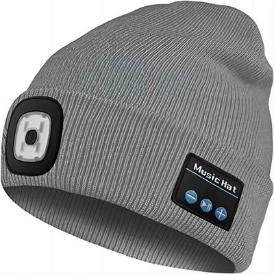 O chapéu do diodo emissor de luz do Beanie de Bluetooth livra suas mãos à iluminação da lanterna elétrica das respostas do telefone da música