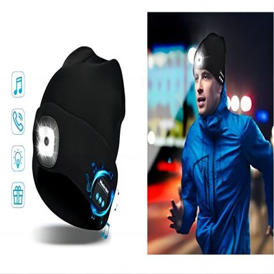 Respostas do telefone da música do chapéu dos fones de ouvido de Bluetooth da lanterna elétrica para o funcionamento da noite