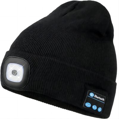 Respostas do telefone da música do chapéu dos fones de ouvido de Bluetooth da lanterna elétrica para o funcionamento da noite
