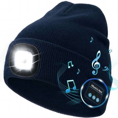 Noite do inverno que trabalha o chapéu sem fio dos fones de ouvido de Bluetooth com luz ajustável do diodo emissor de luz 3