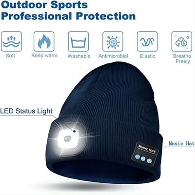 Noite do inverno que trabalha o chapéu sem fio dos fones de ouvido de Bluetooth com luz ajustável do diodo emissor de luz 3