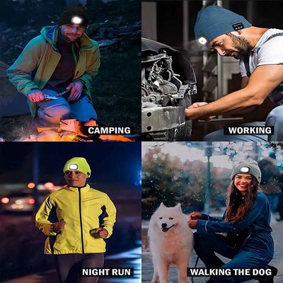 Chapéu sem fio dos fones de ouvido de Bluetooth com Bluetooth claro Beanie Night Biking