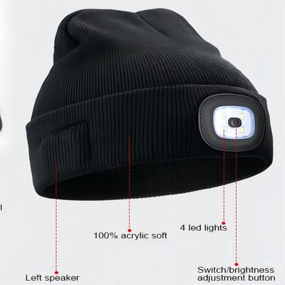 Chapéu sem fio dos fones de ouvido de Bluetooth com Bluetooth claro Beanie Night Biking