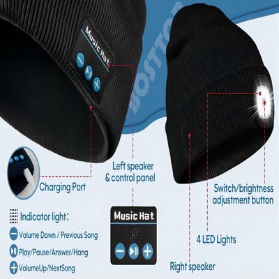 As mãos unisex do diodo emissor de luz Beanie With Light USB Rechargable livram o tampão do farol de 4 diodos emissores de luz