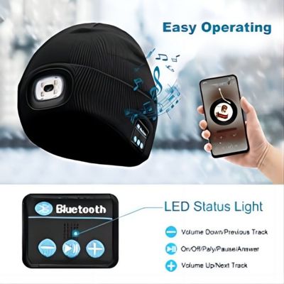 O farol do diodo emissor de luz Bluetooth Beanie With, USB unisex Rechargable entrega a mulheres livres dos faróis homens presentes para o paizinho ele marido