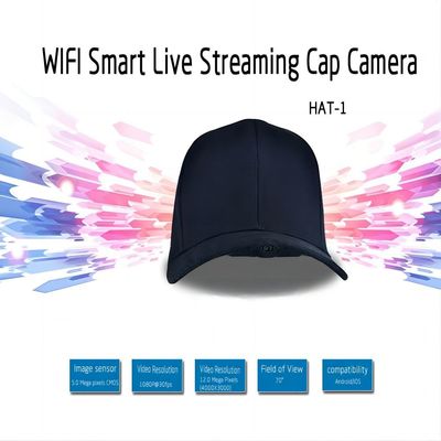 Chapéu escondido Wifi da câmera para caçar, pesca, caminhando, corrida, dando um ciclo, câmera do chapéu