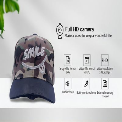controle escondido ação do APP do chapéu da câmera do esporte 2K com a bateria de 1000mah Rechargable