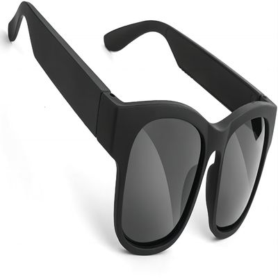 Lente UV preta do controle de volume dos óculos de sol de Bluetooth dos fones de ouvido abertos da orelha anti