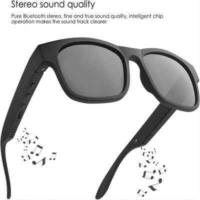 Lente UV preta do controle de volume dos óculos de sol de Bluetooth dos fones de ouvido abertos da orelha anti