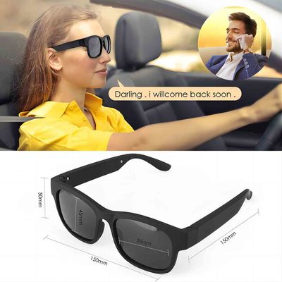 Lente UV preta do controle de volume dos óculos de sol de Bluetooth dos fones de ouvido abertos da orelha anti